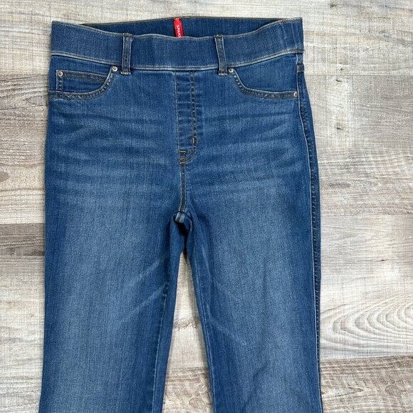 SPANX Denim Flare Leg Blue Jeans Woman High Waist Size M x 31" - Picture 6 of 12